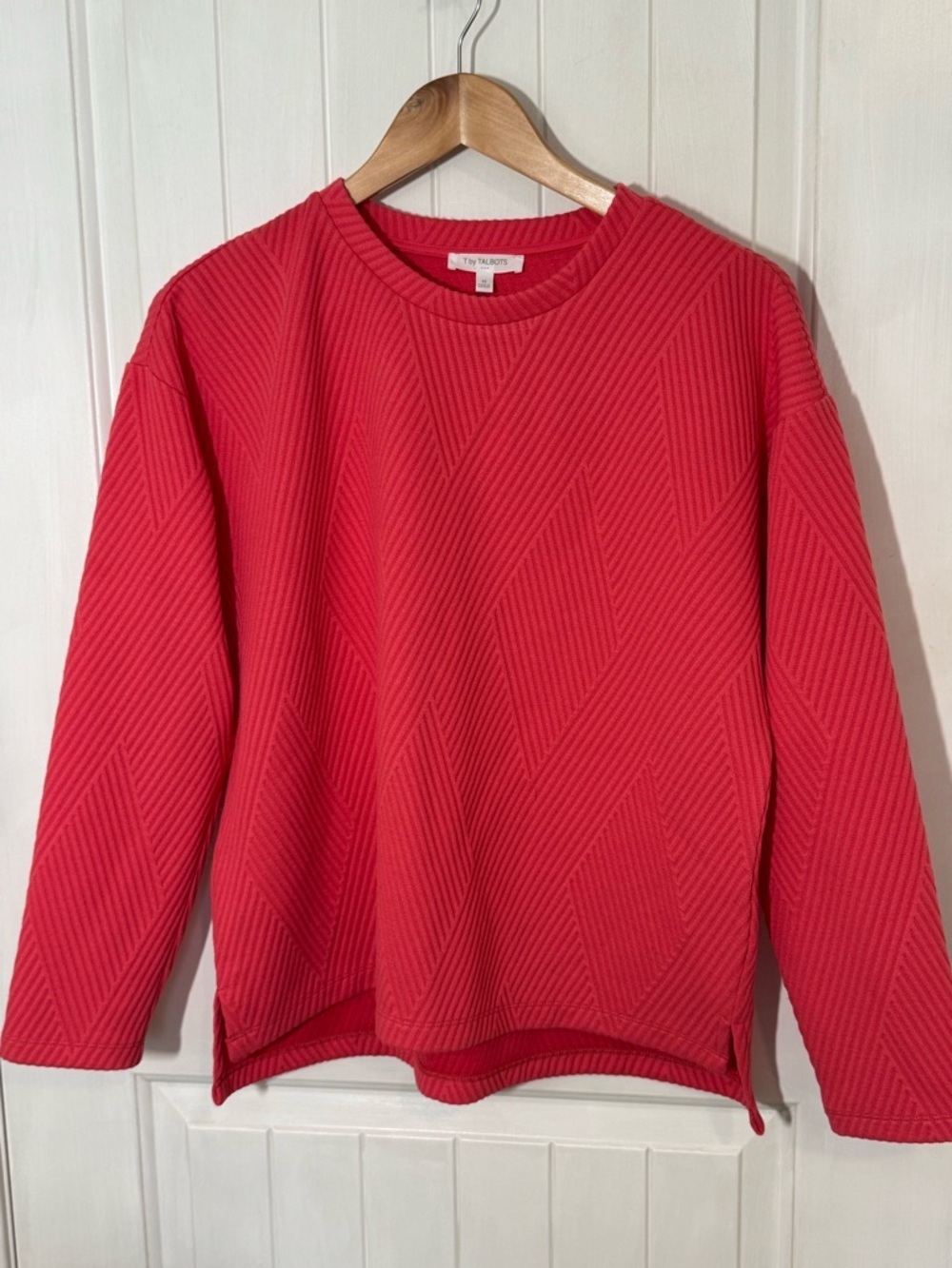 Talbots Textured Crewneck Sweatshirt in Vibrant Pink